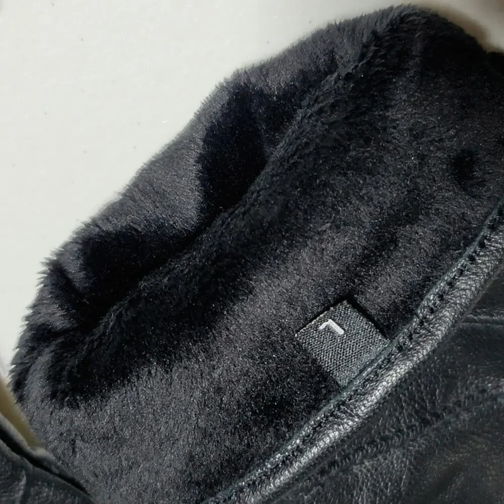 Celtek Domo Leather Gloves Womens Large Black‎ Faux Fur Lined Driving Winter New